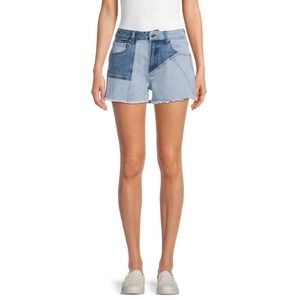 Madden NYC Two Tone Denim Jean Cut Off Shorts Juniors Size 15 Blue High Rise